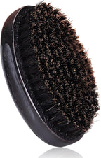 Men's Boar Bristle Beard Brush with Wooden Handle - Pocket Size for Mustache and Beard Grooming (Black)