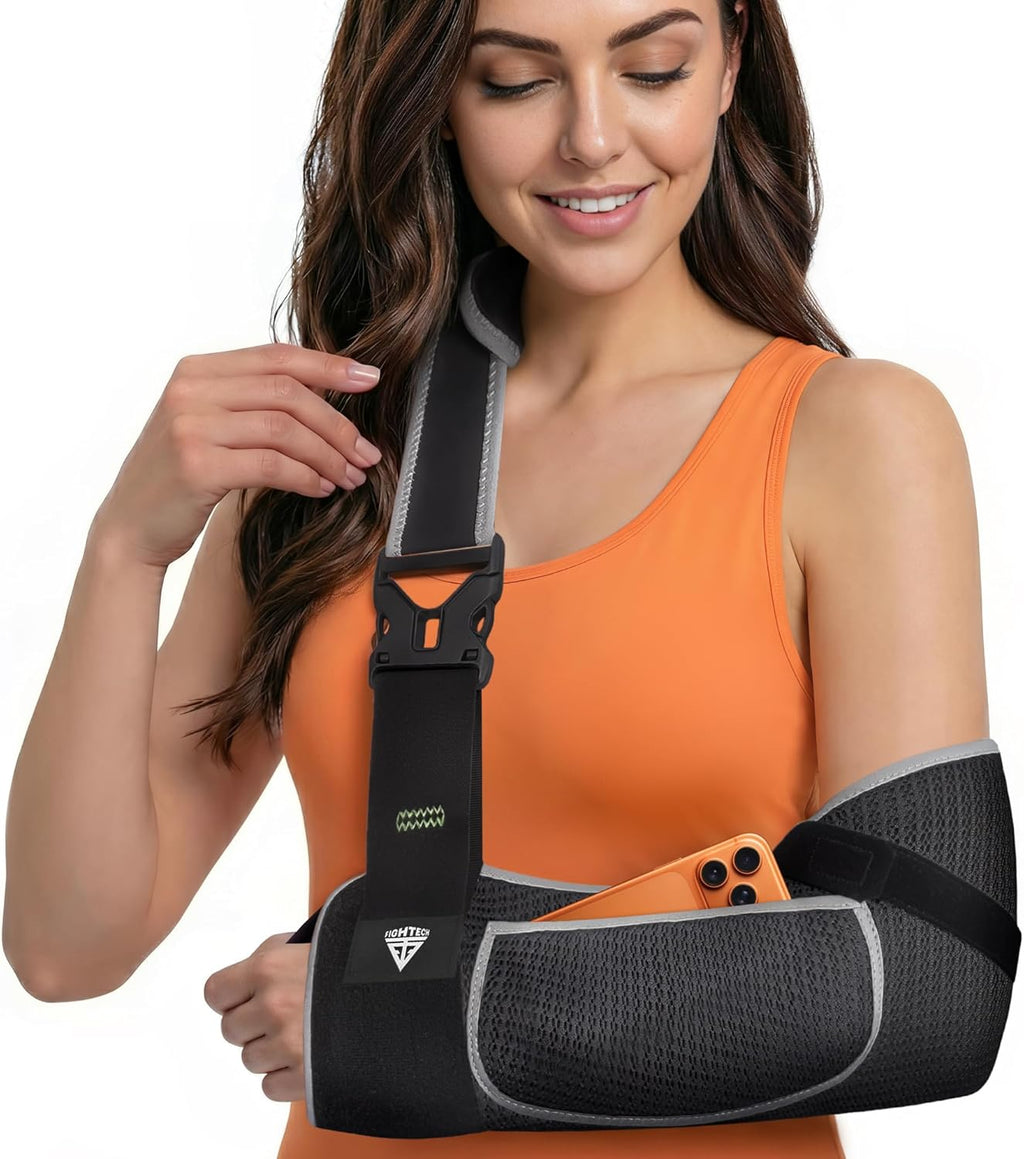 Arm Sling Shoulder Immobilizer for Men and Women - Shoulder Injury – Breathable Mesh with Thumb Loop, Padded Strap & Phone Pocket – Adjustable Support for Rotator Cuff, Dislocation, Fracture, Post-Surgery (Breathable Mesh, Medium/Large)