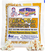 8oz Popcorn Machine Popcorn Packets - All-in-One Movie Theater Style Popcorn Kernels, Salt, and Oil Packs by Great Northern Popcorn (24 Case)