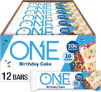 ONE Protein Bars, Birthday Cake, Gluten Free with 20g Protein and 1g Sugar, Pantry Staples, 2.12 oz (12 Count)