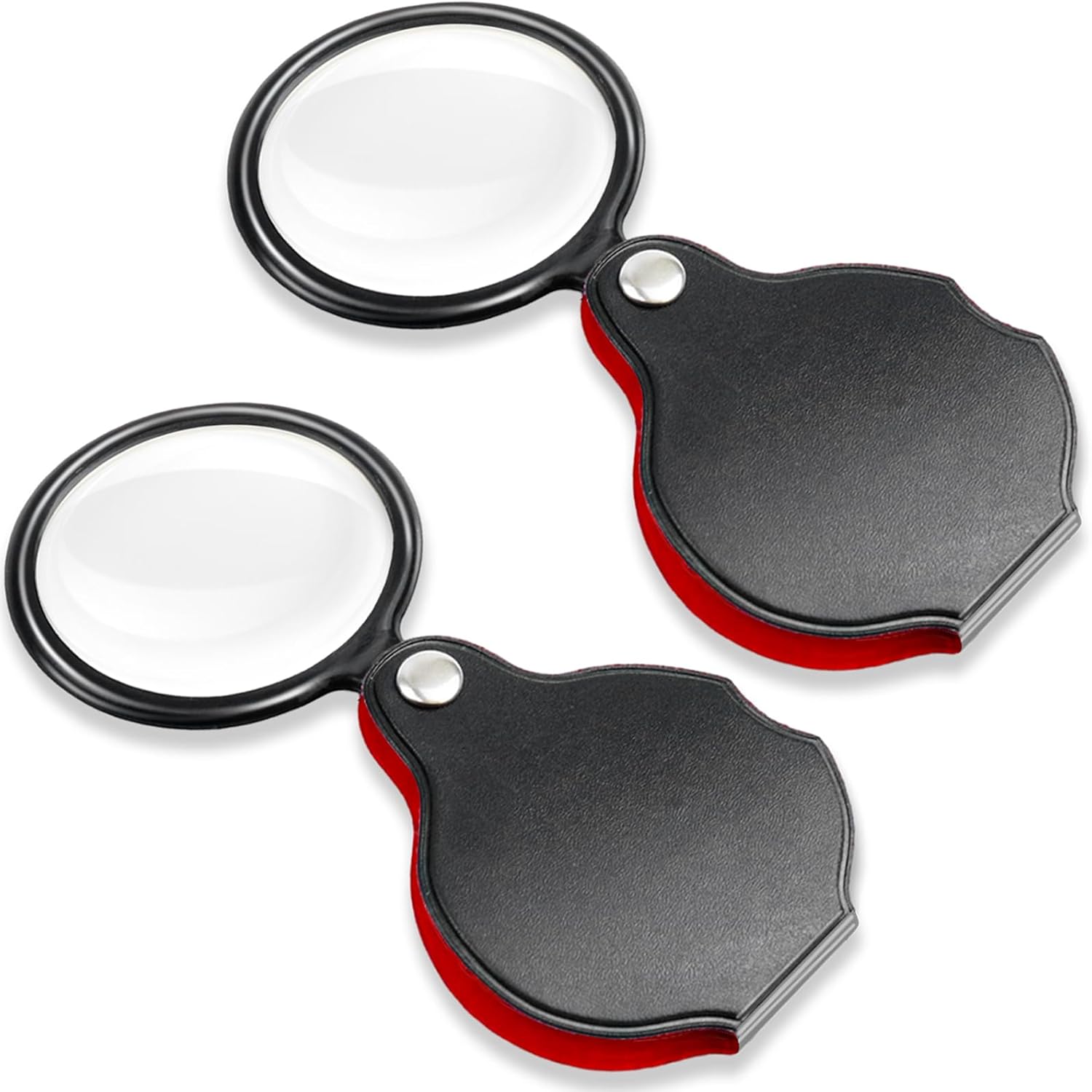 2 PCS 10X Small Magnifying Glass, 1.97 in Pocket Magnifying Glass, Mini Folding Magnifier with 360° Rotating Protective Case for Seniors Reading, Kids Exploration, Jewelry & Coin Inspection