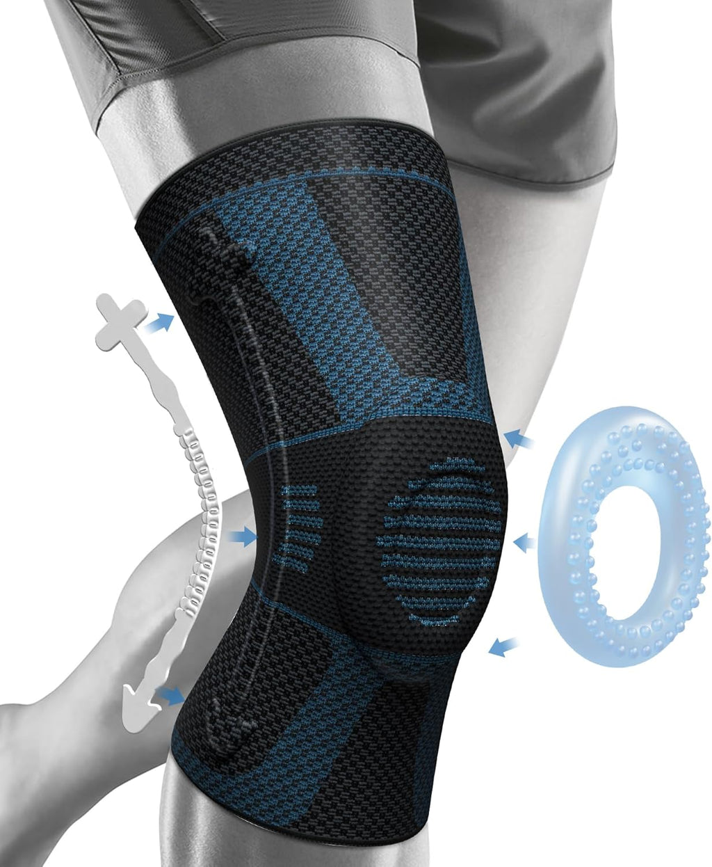 NEENCA Professional Knee Brace for Pain Relief, Medical Knee Compression Sleeve, Knee Support with Horizontal Knit Tech for Meniscus Tear, ACL, Arthritis, Joint Pain, Runner, Workout