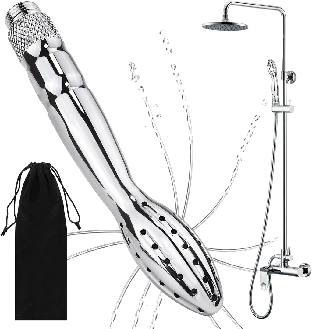 Shower Douche Shower Enema Shower Cleaner Enema Douche System, Handheld Water Shower Nozzle Anal Rinse Vaginal Cleaning Kit for Men Women, Silver (Aluminum)