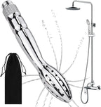 Shower Douche Shower Enema Shower Cleaner Enema Douche System, Handheld Water Shower Nozzle Anal Rinse Vaginal Cleaning Kit for Men Women, Silver (Aluminum)