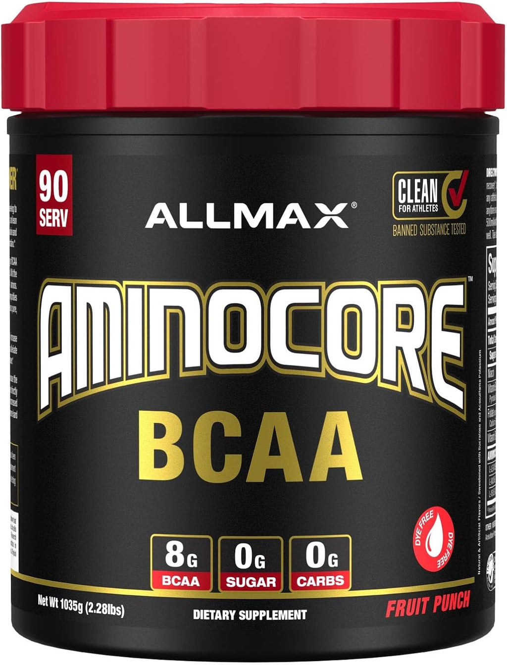 ALLMAX AMINOCORE BCAA Powder for Workout Muscle Recovery & Increased Endurance - Sugar Free, No Fillers 8.18 Grams Bcaas Amino Acids, B Vitamins for Women and Men- 90 Servings | Fruit Punch, 1035g