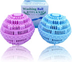 Laundry Balls Set, Eco-Friendly Super Washing Machine Laundry Ball, All Natural Washer Ball Laundry Detergent Alternative, Household Can Be Reused 2000 Washings(2pcs Balls, Pink,Blue)