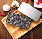 24-Piece Cookie Cutter,Stainless Steel Fondant Cookie Mold, Bread & Fruit Sandwich Cutter Small Cake Baking Tool Geometric Press Sandwich Mold (Round, Tin Box Packed)
