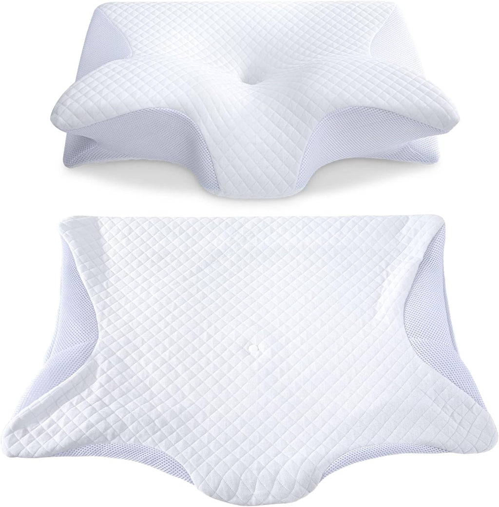 HOMCA Memory Foam Cervical Pillow Cover - Hypoallergenic Contour Orthopedic Pillow Case, 1Pack, White (Suitable for Pillow Model: PL02)