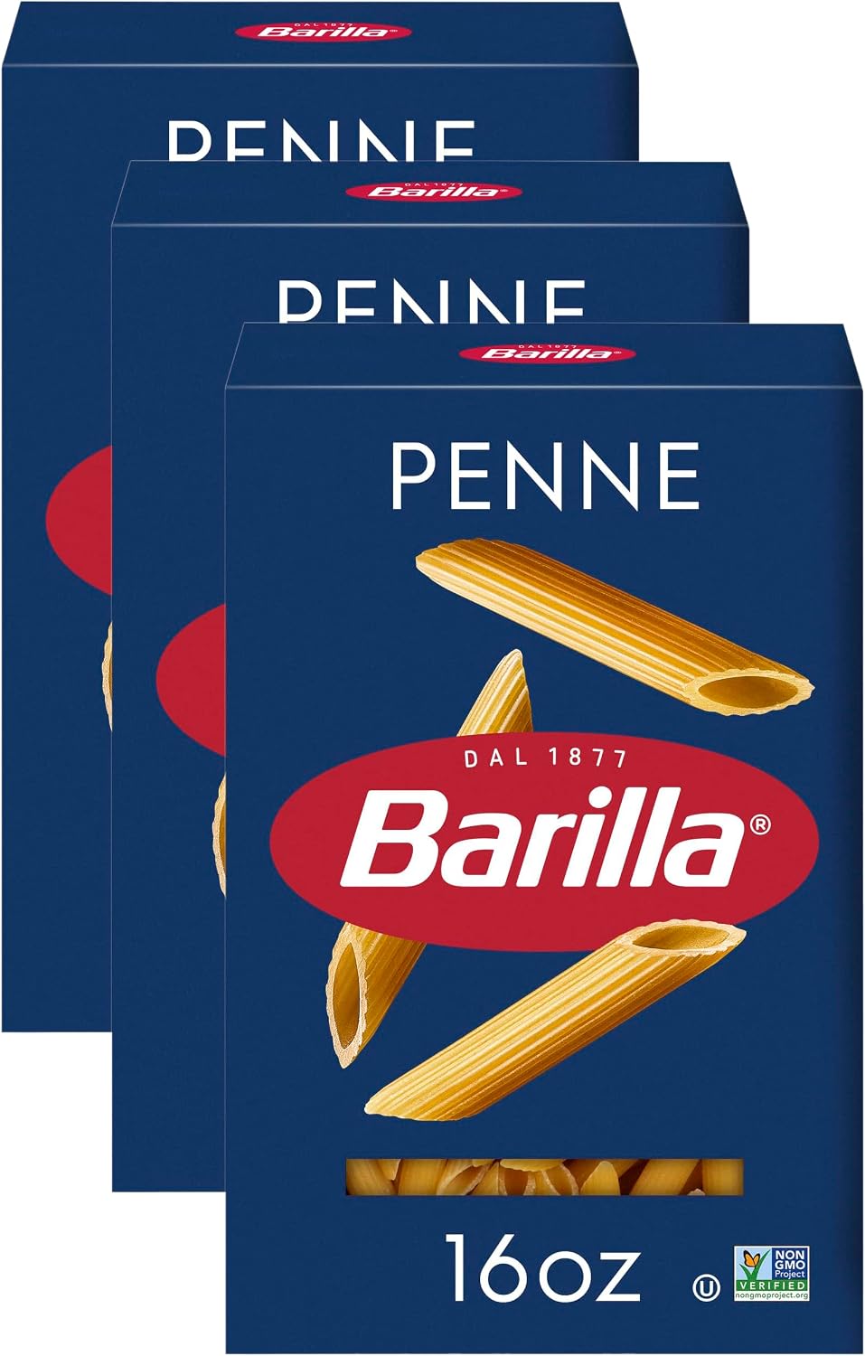 Barilla Penne Pasta, 16 oz. Box - Non-GMO Pasta Made with Durum Wheat Semolina - Kosher Certified Pasta (Pack of 3)