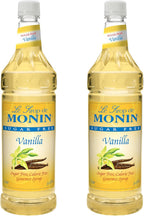 Monin - Sugar Free Vanilla Syrup, Bold Vanilla Bean Flavor, Great for Coffee, Cocktails, & Lattes, Gluten-Free, Non-GMO (1 Liter, 2-Pack)