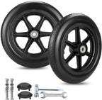 Pair of 12 Inch Wheelchair Replacement Wheels, 12 1/2 x 2 1/4" Solid Tire Rear Wheels for Manual Wheelchair, Transport Chair Parts, Back Wheels (12 1/2 x 2 1/4" (Black))