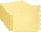 100 Pieces 2-Ply Yellow Scalloped Napkins Folded 5 x 5 inch Disposable Cocktail Napkins Paper Napkins for Dinner Wedding Birthday Party Yellow Beverage Napkins