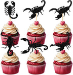 W Scorpion Cupcake Topper for Reptile Insects Theme Party Favors Decorations Cheer to Men Women Happy Birthday Party Decor Supplies set 18pcs Black Glitter