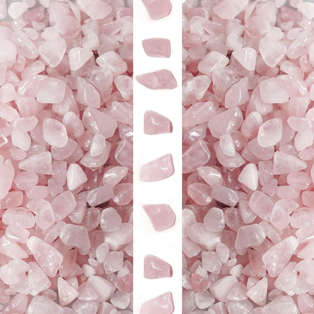 gemshan 2lb Rose Quartz Chips Natural Crushed Crystal Chip Bulk 7mm-9mm Irregular Healing Crystal Stone for Aquarium Vase Plant Decoration Craft DIY (Rose Quartz)