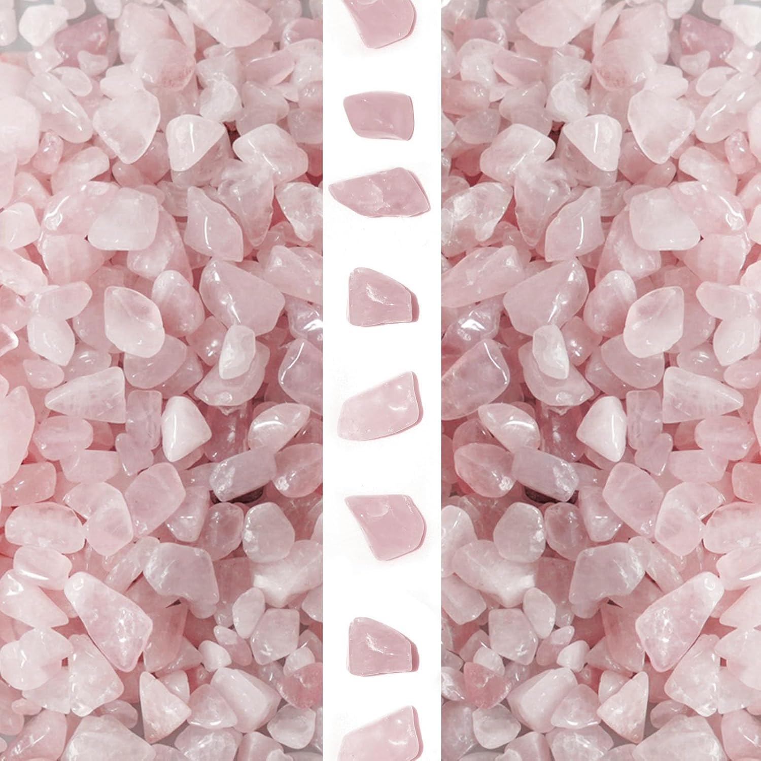 gemshan 2lb Rose Quartz Chips Natural Crushed Crystal Chip Bulk 7mm-9mm Irregular Healing Crystal Stone for Aquarium Vase Plant Decoration Craft DIY (Rose Quartz)