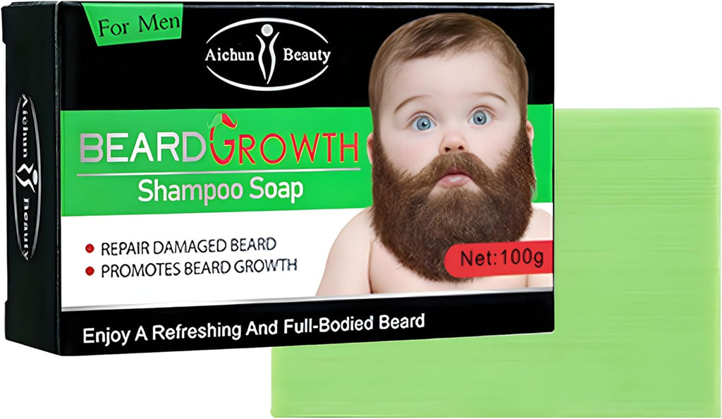 AICHUN BEAUTY Beard Growth Shampoo Soap Deep Cleanse Repair Damaged Beard Refreshing Facial Hair 100g / 3.5oz