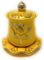 Houlu 1pc Ceramic Altar Cup, Holy Water Offering Cup, Tibetan Buddhist Worship Cup - Yellow