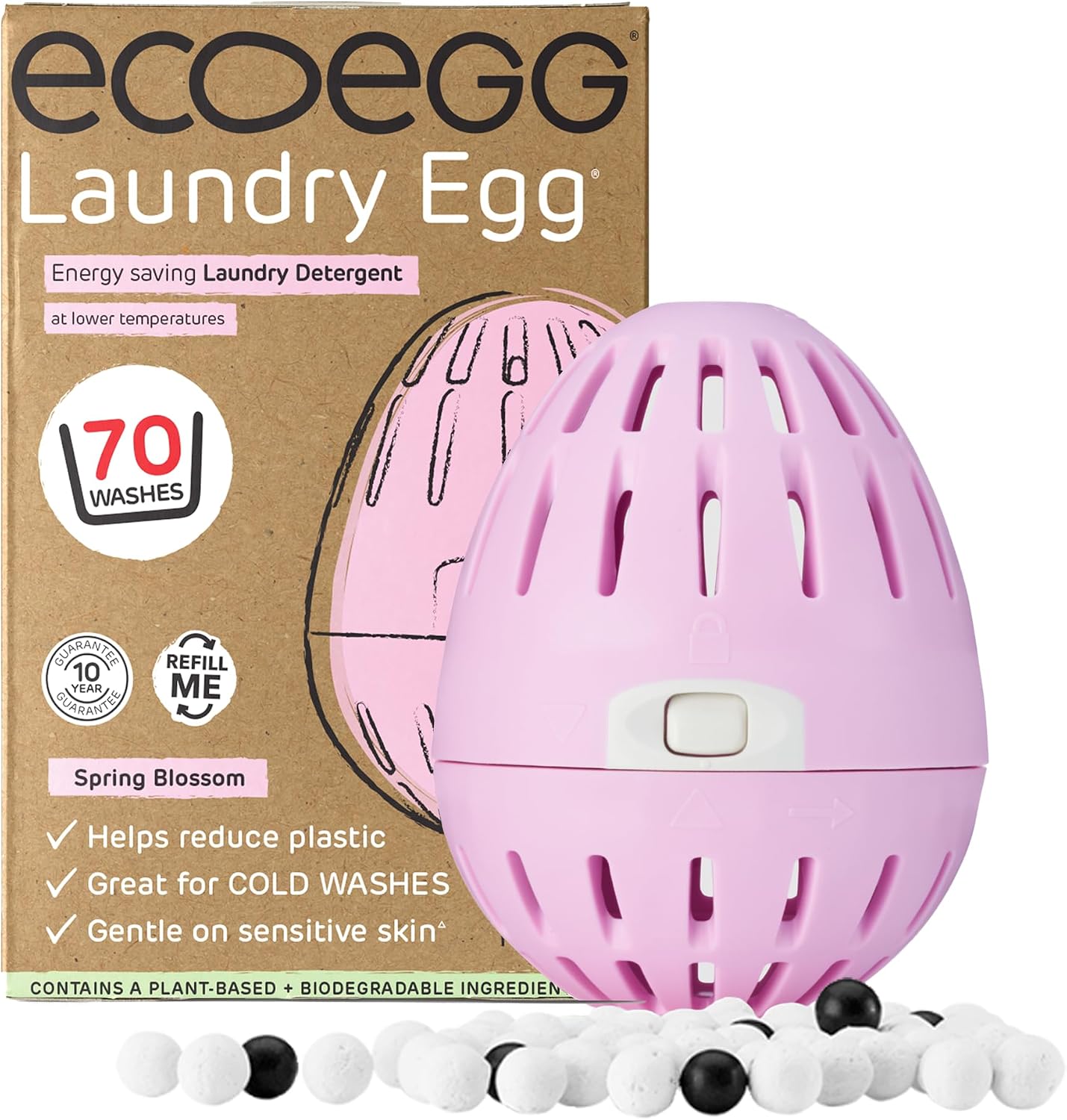 Ecoegg Laundry Egg with 70 Washes Included | Detergent Replacement | Non bio and no enzymes, phosphates, Palm Oil, Chlorine Bleach | Sensitive Skin | Spring Blossom