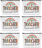 6PCS Teacher Survival Kit Makeup Bag Teacher Gifts for Women Teachers Halloween Christmas Birthday Appreciation Gift for Woman Gifts for Teachers Women Cosmetic Bags