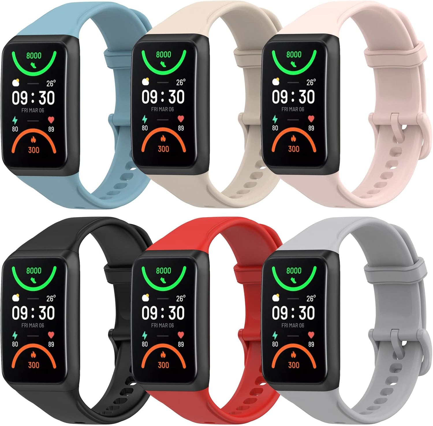FitTurn Watch Bands Compatible with Oppo band 2 Women/Man Replacement Silicone Wristbands Strap Bands Adjustable Quick Release Accessories with Metal Button for Oppo band 2