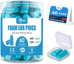 VOISEN 60 Pairs Foam Ear Plugs, Ear Plugs for Sleeping Noise Cancelling, 32dB NRR, 37dB SNR Earplugs for Sleeping, Snoring, Studying, Loud Events, Traveling & Concerts, A Storage Box, Blue