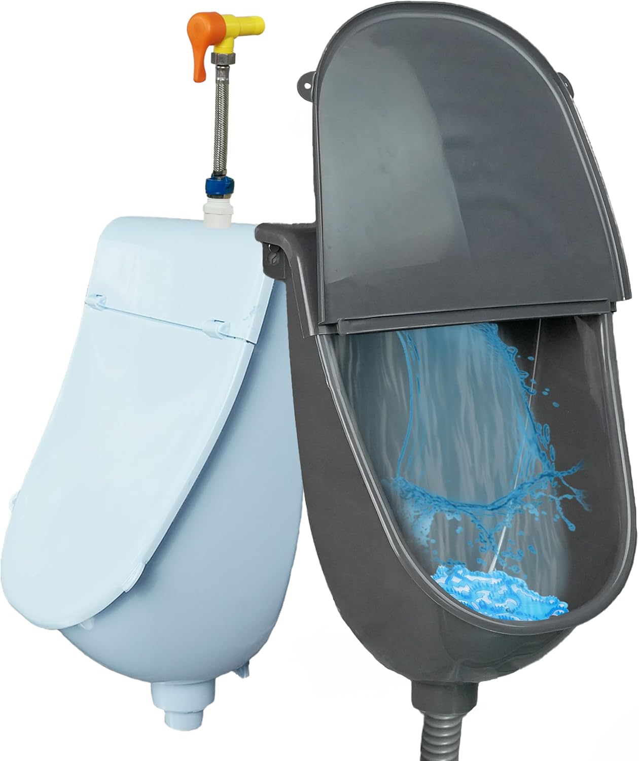 Wall Mounted Commercial Urinal With Hinged Cover Bathroom Washout Urinal for Men Plastic Urinals for Men Toilet Waterless Urinal Garage Urinal Urine Diverter Outdoor Urinal For Home Shed Backyard RV