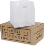 Prime Line Packaging White Plastic Bags, Shopping Bags with Die Cut Handles for Restaurants, Food To Go, Bread, Take Out Goodies, Small Business, Bulk, 13x10x15, 100 Pack