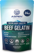 ASPEN NATURALS Beef Gelatin Powder Unflavored 24 Oz | Grass Fed, Pasture-Raised | Non-GMO, Gluten-Free, Paleo-Friendly | Premium Culinary Gelatin | Cooking, Baking, Gummies, Marshmallows & More