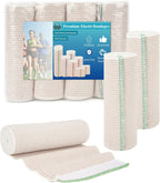 Premium Elastic Bandage Wrap 6 inch 2 Pack Reusable Versatile Self-Closing Compression Bandage Wraps for Ankles, Wrists Knee, Tummy and Body Cotton Lymphedema Wraps for Legs Latex-Free