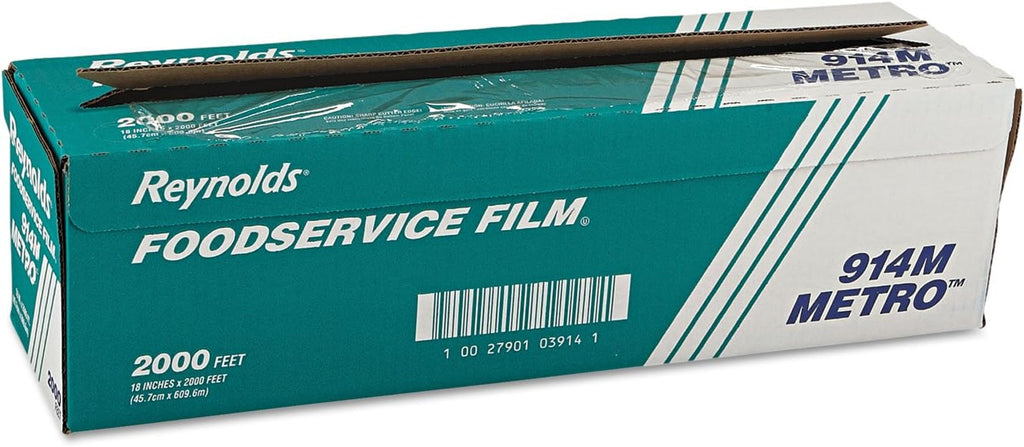 Reynolds Wrap 914M Metro Light-Duty PVC Film Roll w/Cutter Box, 18" x 2000ft, Clear