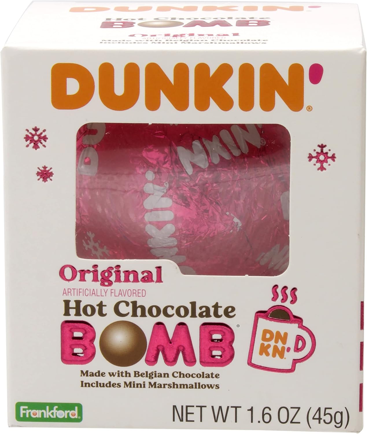 Dunkin' Original Hot Chocolate Bomb, Melting Belgian Milk Chocolate Ball Filled with Mini Marshmallows, Hot Cocoa Treat, 1.6 ounce by Frankford Candy