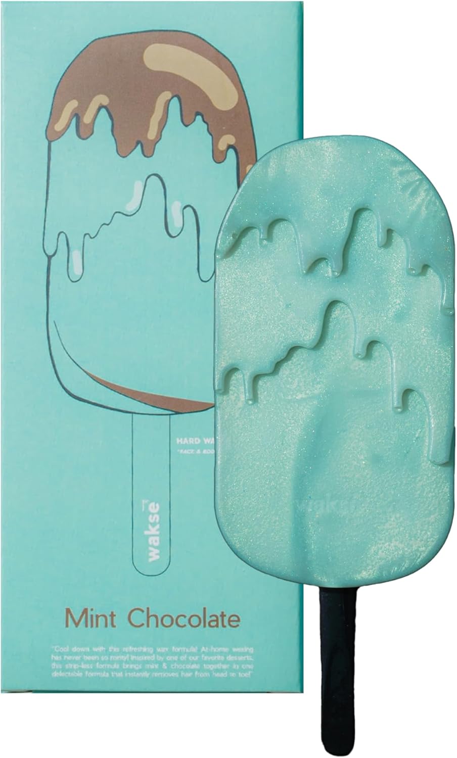 Wakse Mint Chocolate Hard Wax Pop, 4.5oz, For Face and Body Hair Removal, Stripless, Chocolate Scented