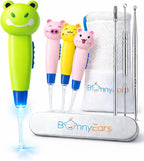 Ear Wax Removal Tool with Led Light for Kids - Toddlers, Infants, Baby and Adult by BonnyEars | Stainless Steel Earwax Remover Kit | Ear Pick Spoon Curette Tweezers Cleaning