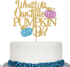 Glitter What Will Our Little Pumpkin Be Cake Topper - Baby Shower Cake Decorations - Boy or Girl, Gender Reveal Party Decorations