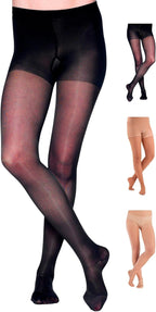 Made in USA - Sheer Compression Pantyhose for Women 20-30mmHg - Graduated Support Compression Tights for Varicose Veins Circulation, Edema, Pain Relief - Black, Medium - A207BL2