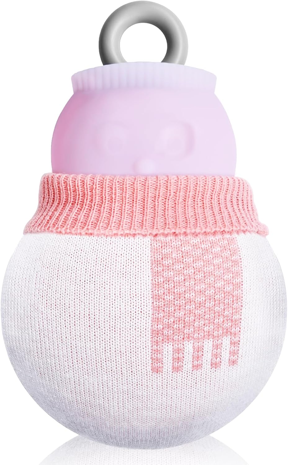 320ml Hot Water Bottle with Knitted Cover, Mini Hot Water Bag Snowman Silicone Design for Pain Relief, Hands, Waist, Back, Neck, Shoulders, Leak Proof Hot Water Bottle with Removable Sweater Cover