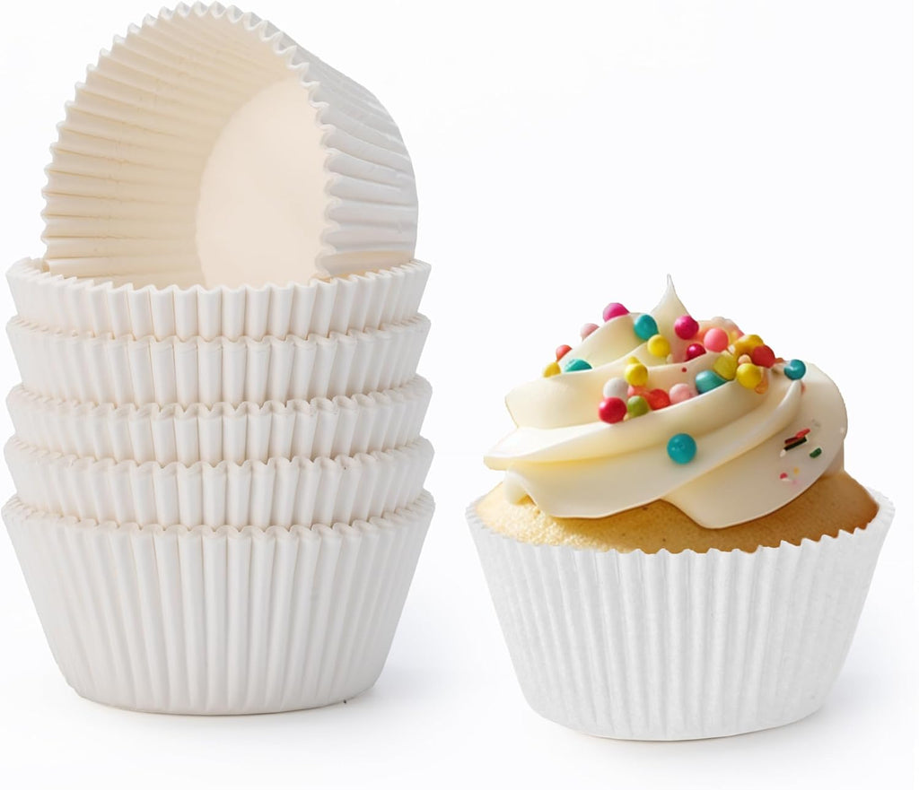 Mini Cupcake Liners 500 pcs White Mini Muffin Liners, Food&Grade,Greaseproof Paper Baking Cups, for Christmas/Halloween Party by GoldenBakeryFamily