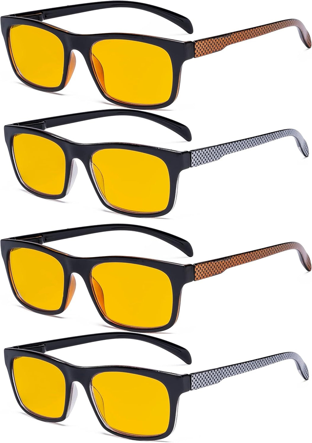 Eyekepper 4 Pack Computer Reading Glasses - Pattern Design Blue Light Blocking Readers for Women Men with Amber Tinted +2.00