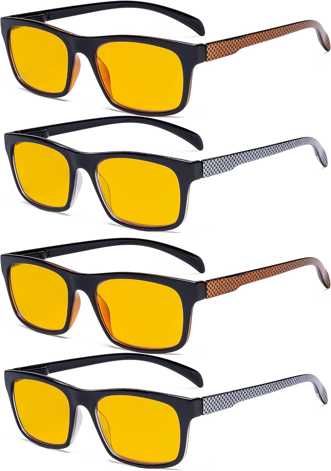 Eyekepper 4 Pack Computer Reading Glasses - Pattern Design Blue Light Blocking Readers for Women Men with Amber Tinted +2.00