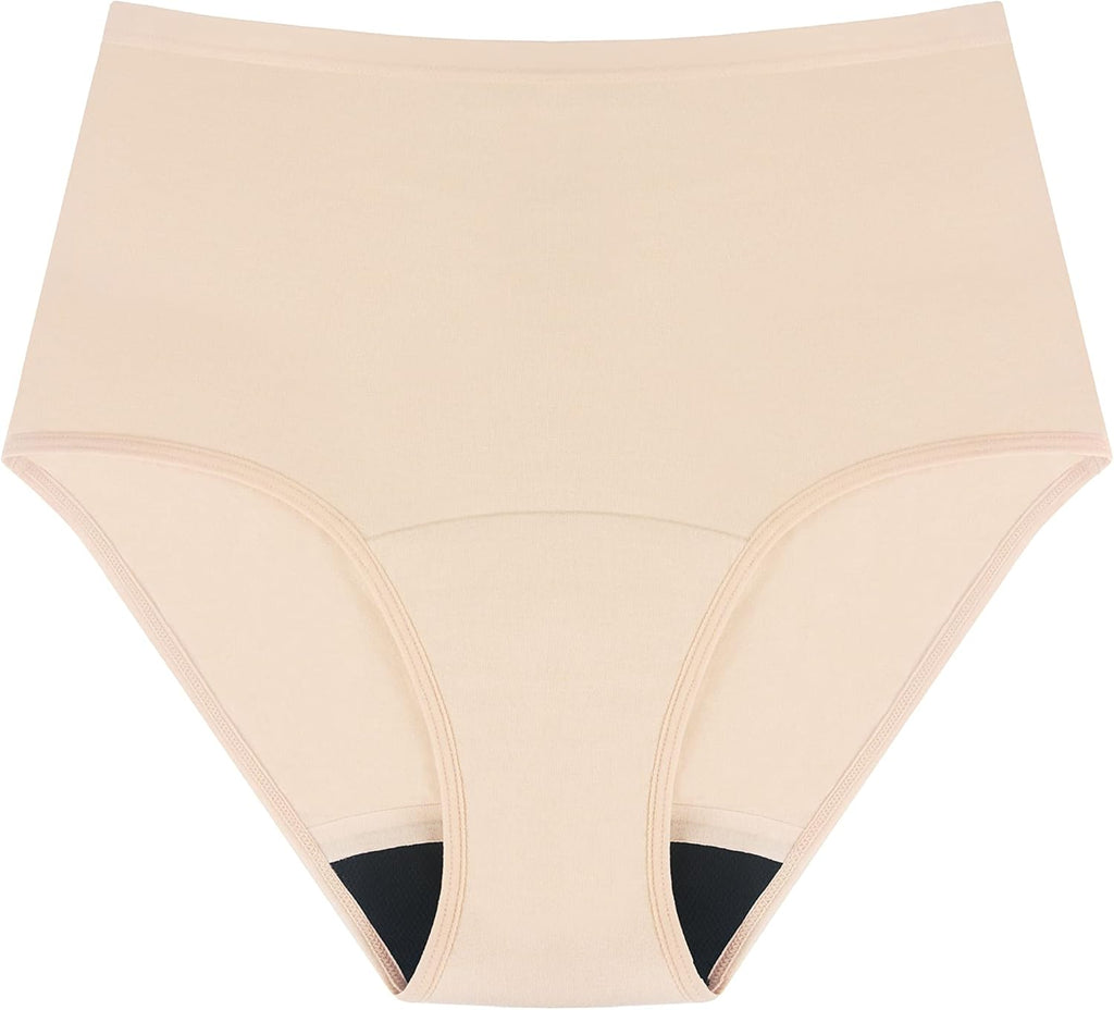 AIRCUTE Washable Urinary Incontinence Protective Underwear for Women Leak Proof Absorbent Reusable Panties 60ML 1 Pack (Beige, Large)