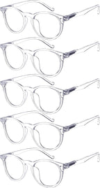 Eyekepper 5-Pack Oval Round Spring Hinges Eyeglasses Includes Sunglasses