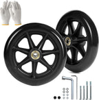 6 Inch Wheelchair Wheels (1 Pair) - Replacement Wheels with Narrow Wear-Resistant PU Tires for Wheelchairs, Walkers, Rollators， Essential Wheelchair and Walker Accessories