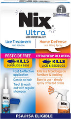 Nix Lice Treatment Hair and Home Kit, Ultra Hair Solution (3.4 Fl Oz), Home Defense Bedbug and Lice Killing Spray (5 Fl Oz)