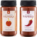 Gourmanity Twin Pack, Sweet and Hot Smoked Paprika Powder, Premium Spanish Paprika Seasoning, Oak Wood Smoked for Adding Depth, Flavor and Color to Your Dishes, Kosher, Gluten Free Pimenton 5.64 oz each (11.28 oz for Pack of 2)