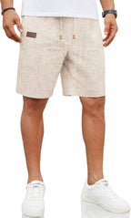 COOFANDY Mens Casual Linen Shorts Elastic Waist Drawstring Loose Fit Summer Beach Vacation Shorts with Pockets