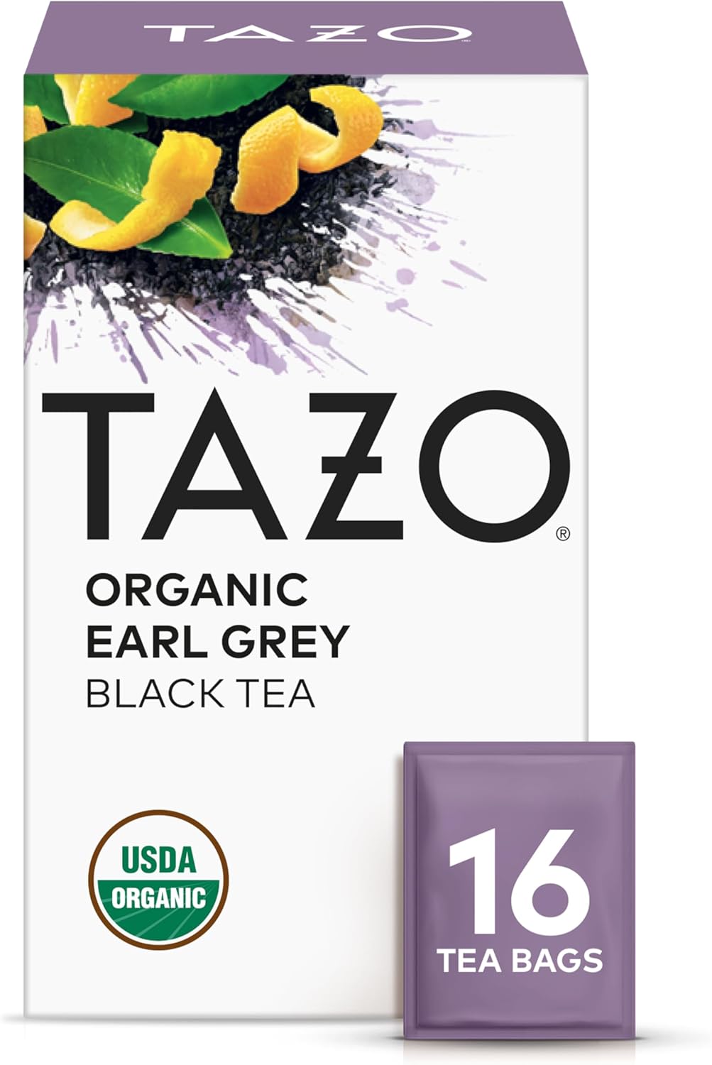 TAZO Organic Earl Grey Tea Bags, Black tea with Caffeine, 16 Total Tea Bags