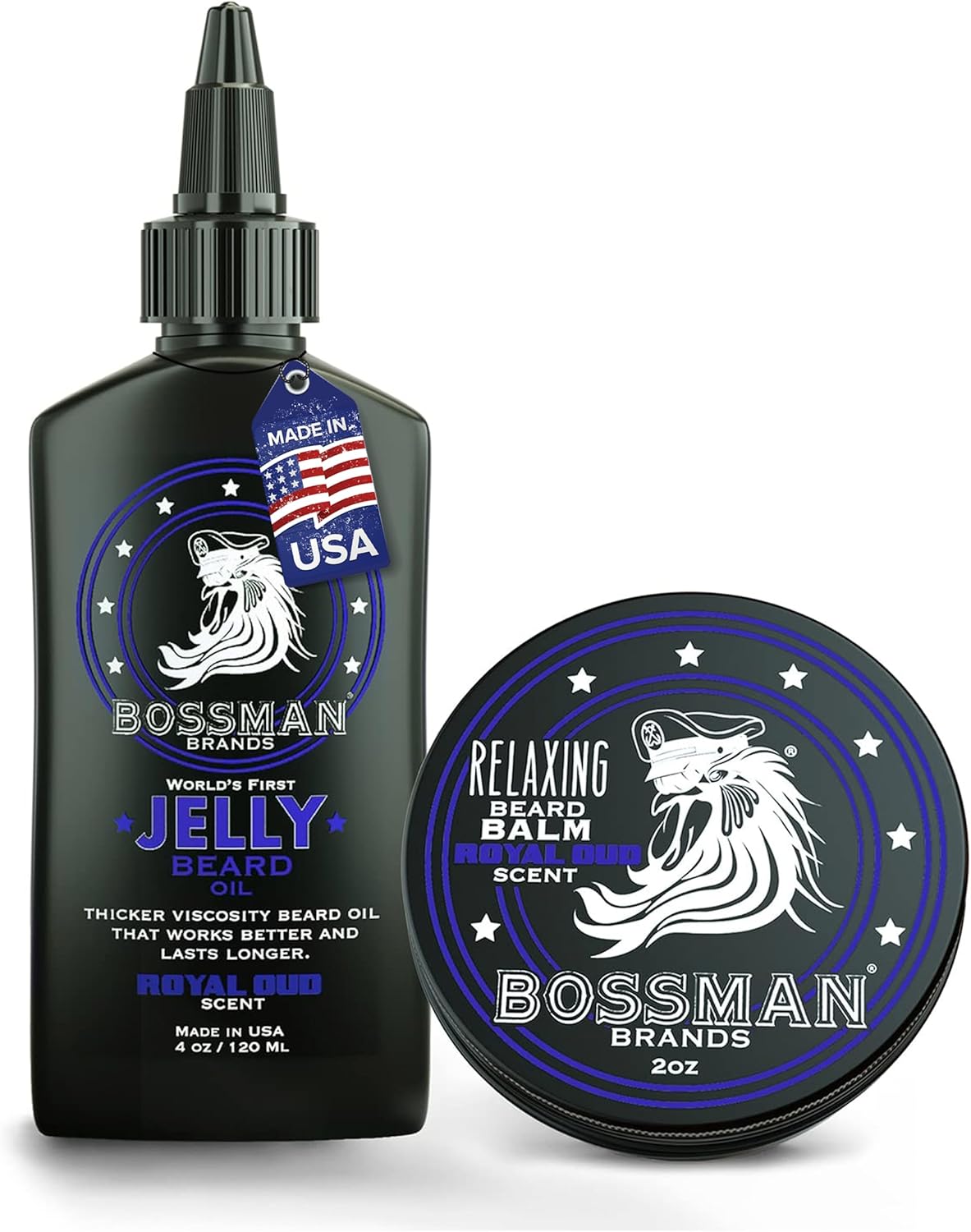 Bossman Jelly Beard Oil for Men & Beard Balm for Men Combo - Royal Oud Scent