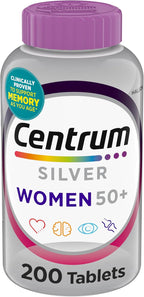 Centrum Silver Women's Multivitamin for Women 50 Plus, Multivitamin/Multimineral Supplement with Vitamin D3, B Vitamins, Non-GMO Ingredients, Supports Memory and Cognition in Older Adults - 200 Ct