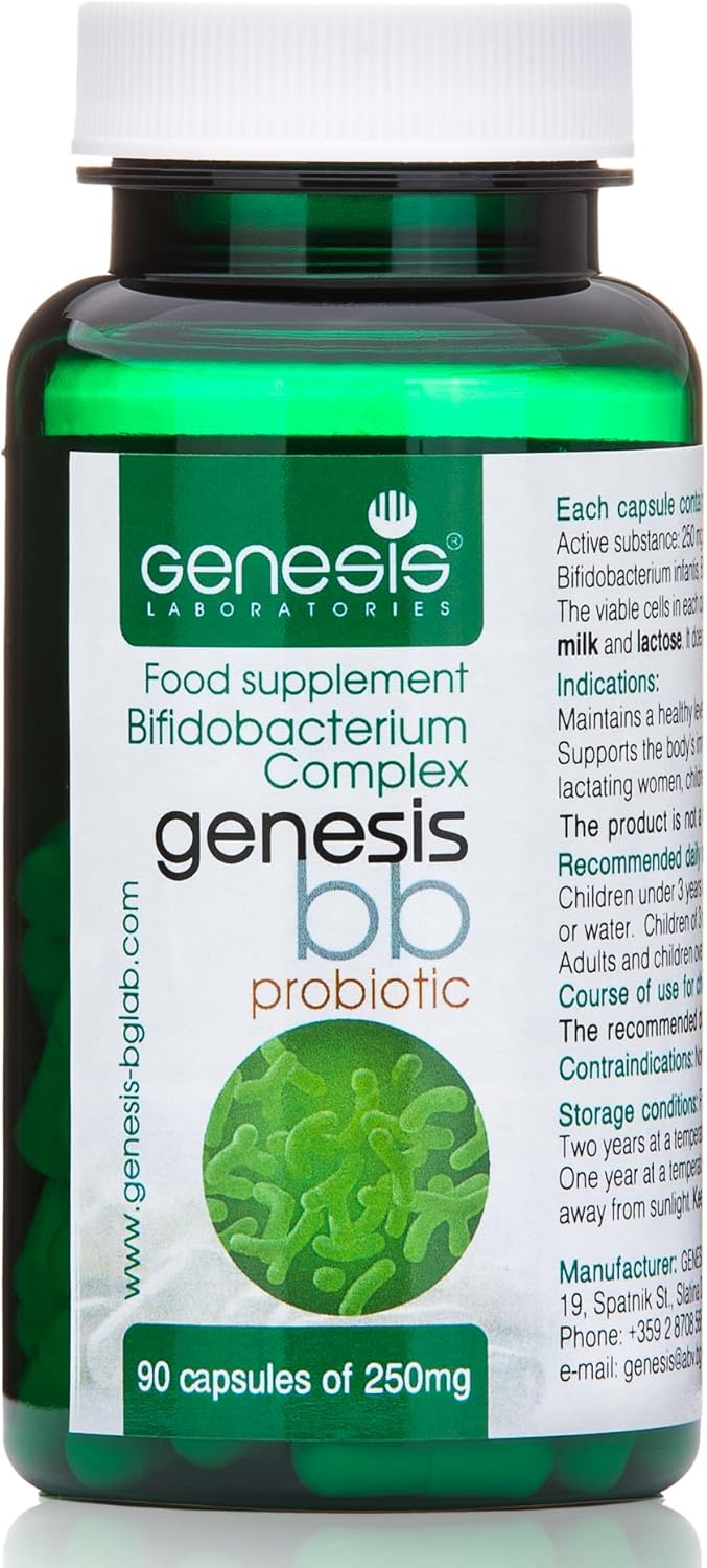 Genesis Bifidobacterium Complex BB Probiotic May Support Gut Helth, Digestion, Immune System 240 Mg per Capsule 90 caps