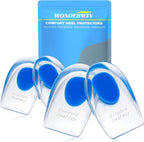 Gel Heel Cups for Heel Pain Relief – Shock Absorbing Silicone Inserts for Plantar Fasciitis & Achilles Tendonitis – Cushioned Heel Support Pads for All-Day Standing (2 Pairs-Large)
